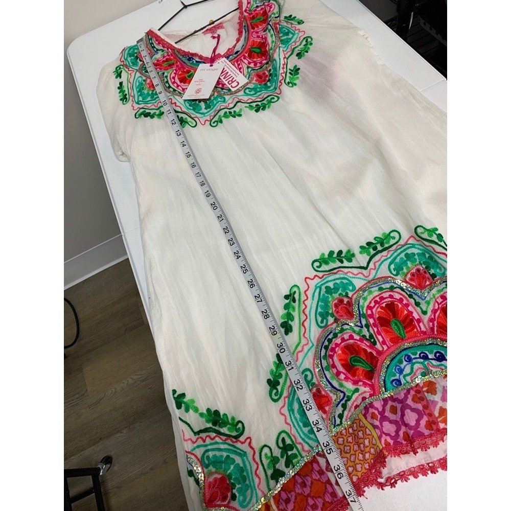 Ruby Yaya Aari Gucci Dress White Embroidered Sequin Tunic Boho Mini Dress Small - Picture 9 of 9